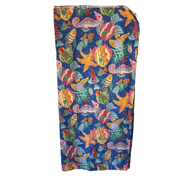 Waverly "Key West" Tablecloth 98" x 52" Fish Sea Underwater Print 100% Cotton - Picture 2 of 11
